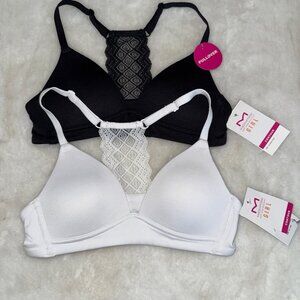 Maidenform Girl size 30A Contour Racerback Lace White & Black Bra NEW